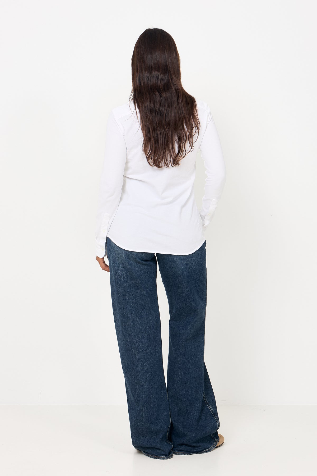 Slim Fit Knit Cotton Oxford Shirt - White