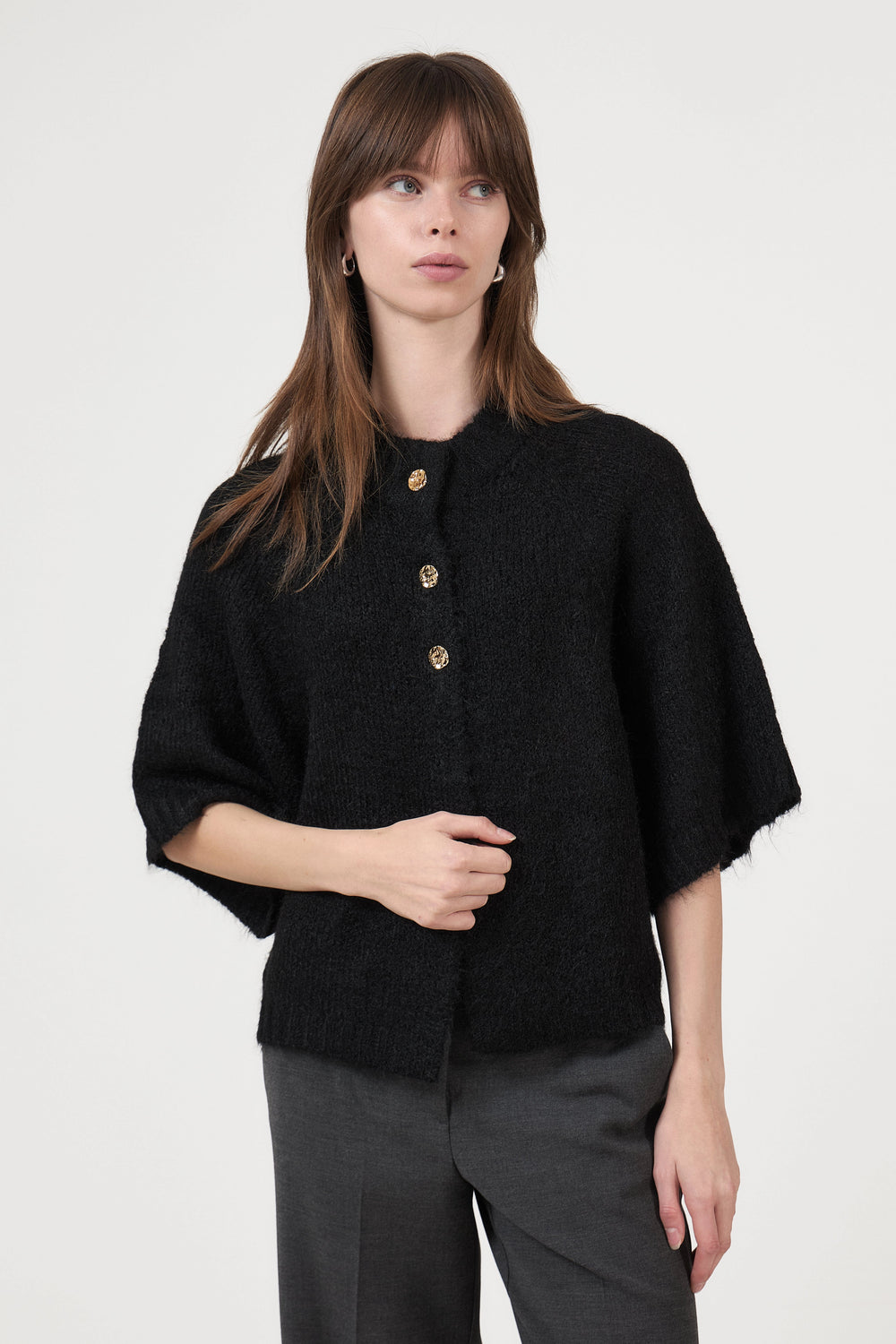 Benuta Fluffy Knit Cardigan - Black