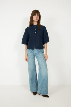 Benuta Fluffy Knit Cardigan - Navy