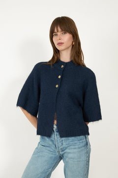 Benuta Fluffy Knit Cardigan - Navy