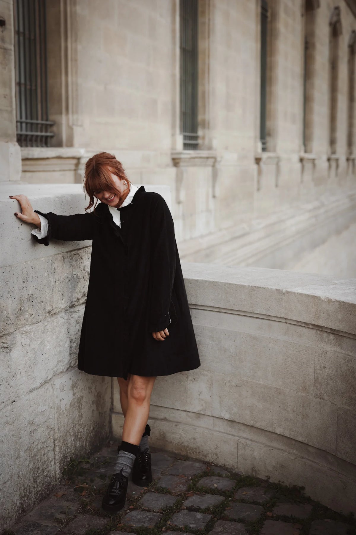 Cord Coat Dress - Black