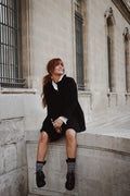 Cord Coat Dress - Black