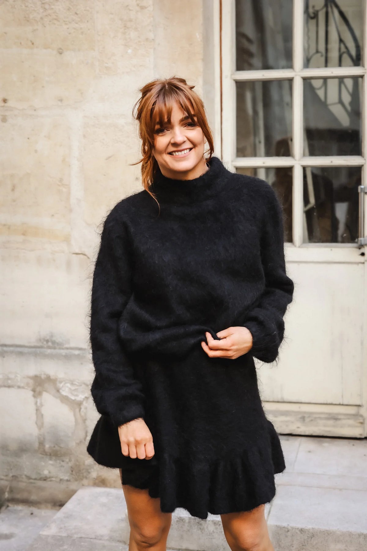 Knit Frill Skirt - Black