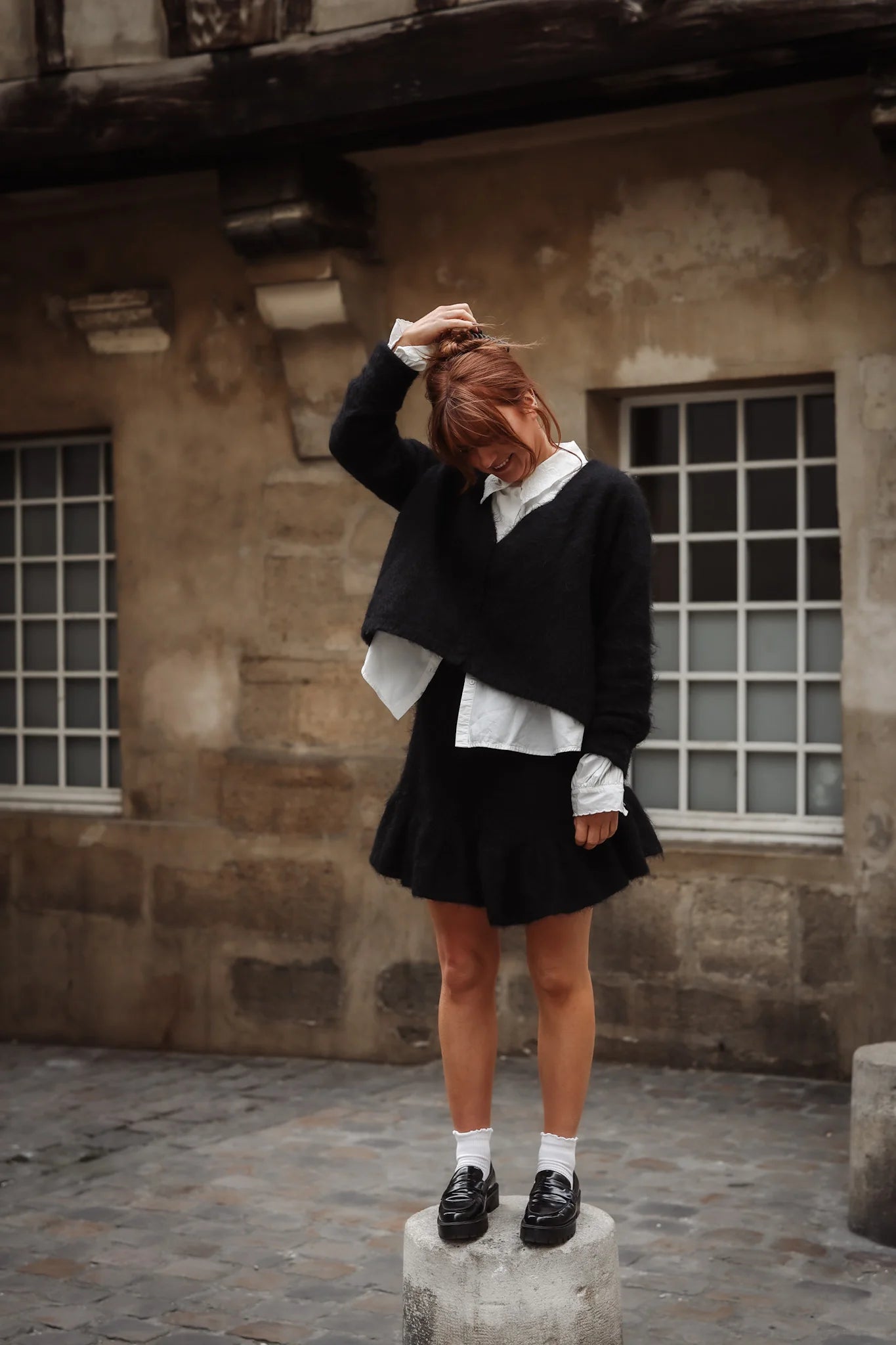 Knit Frill Skirt - Black