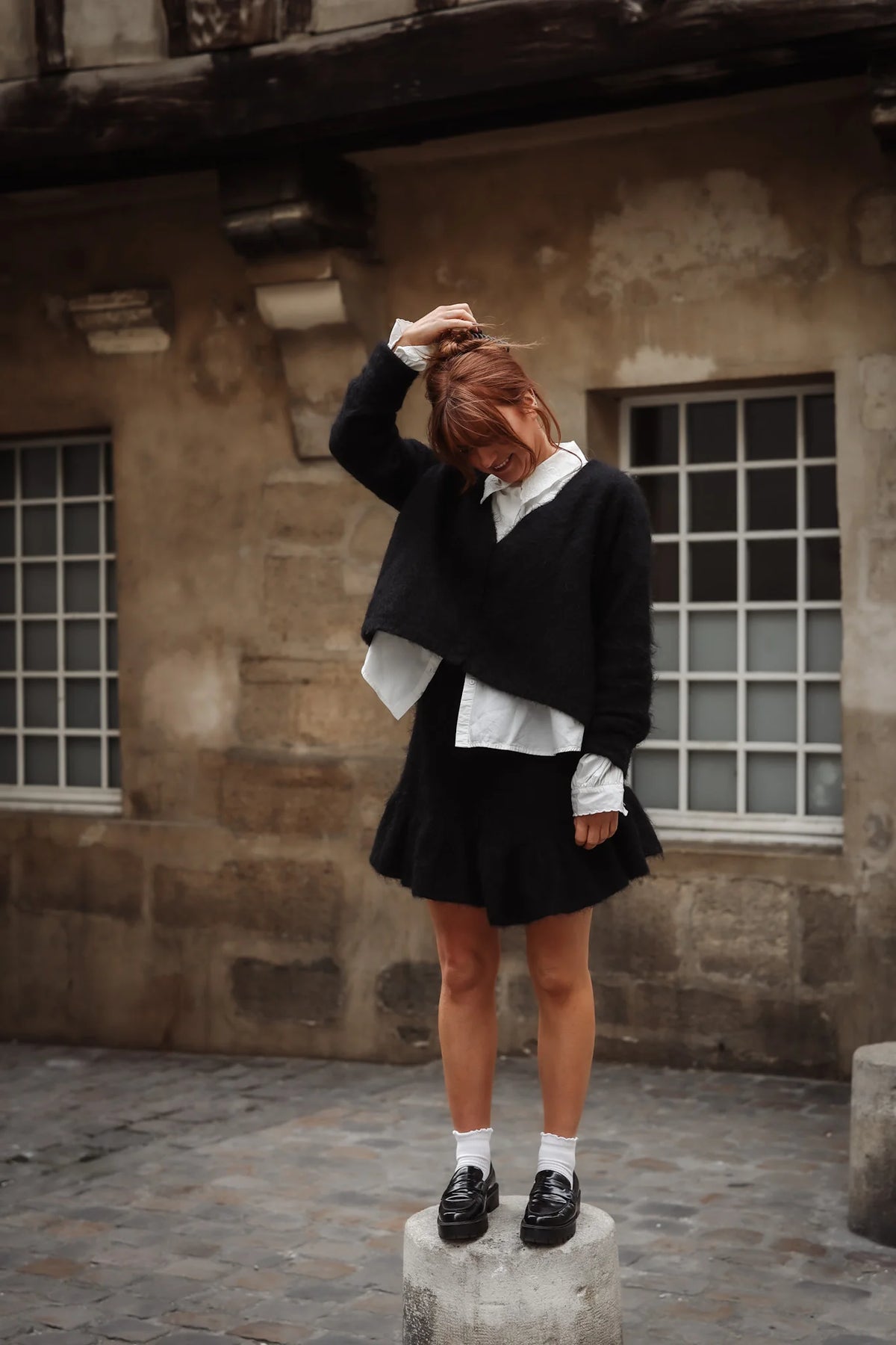 Knit Frill Skirt - Black