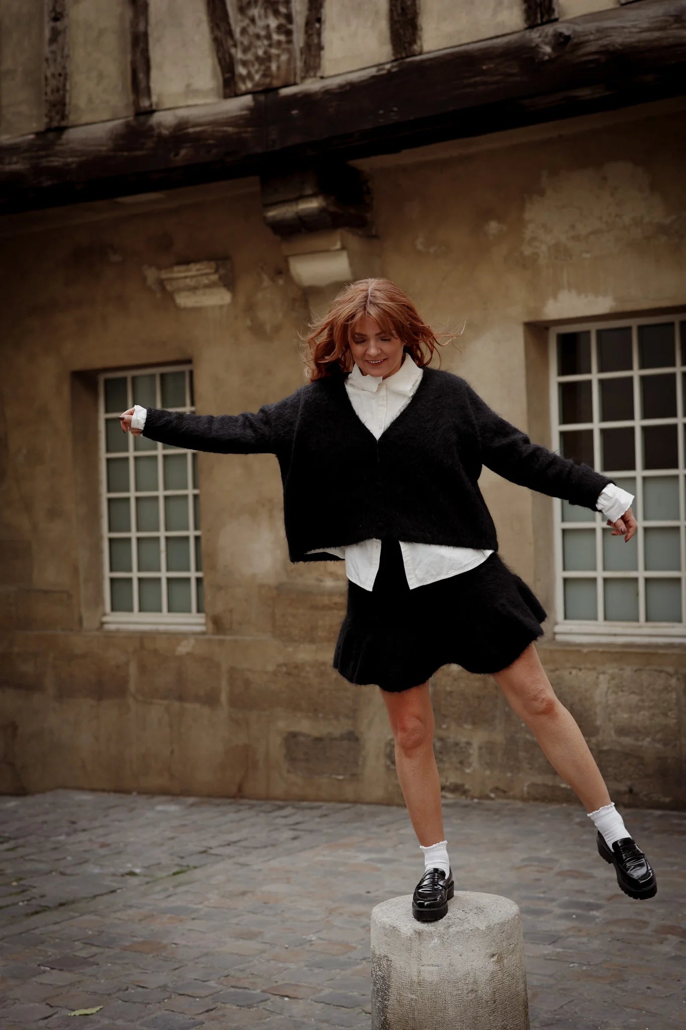 Knit Frill Skirt - Black