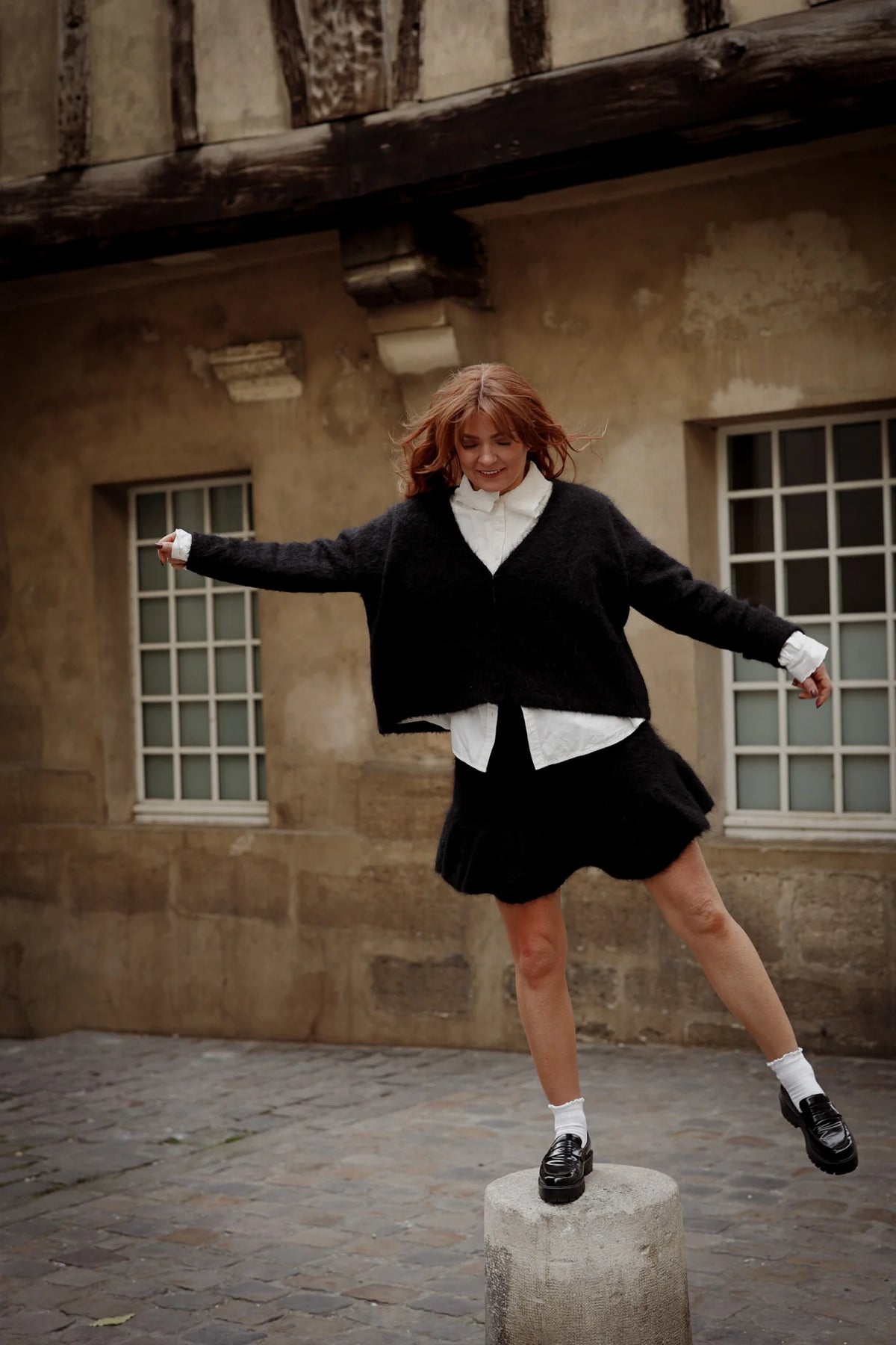 Knit Frill Skirt - Black