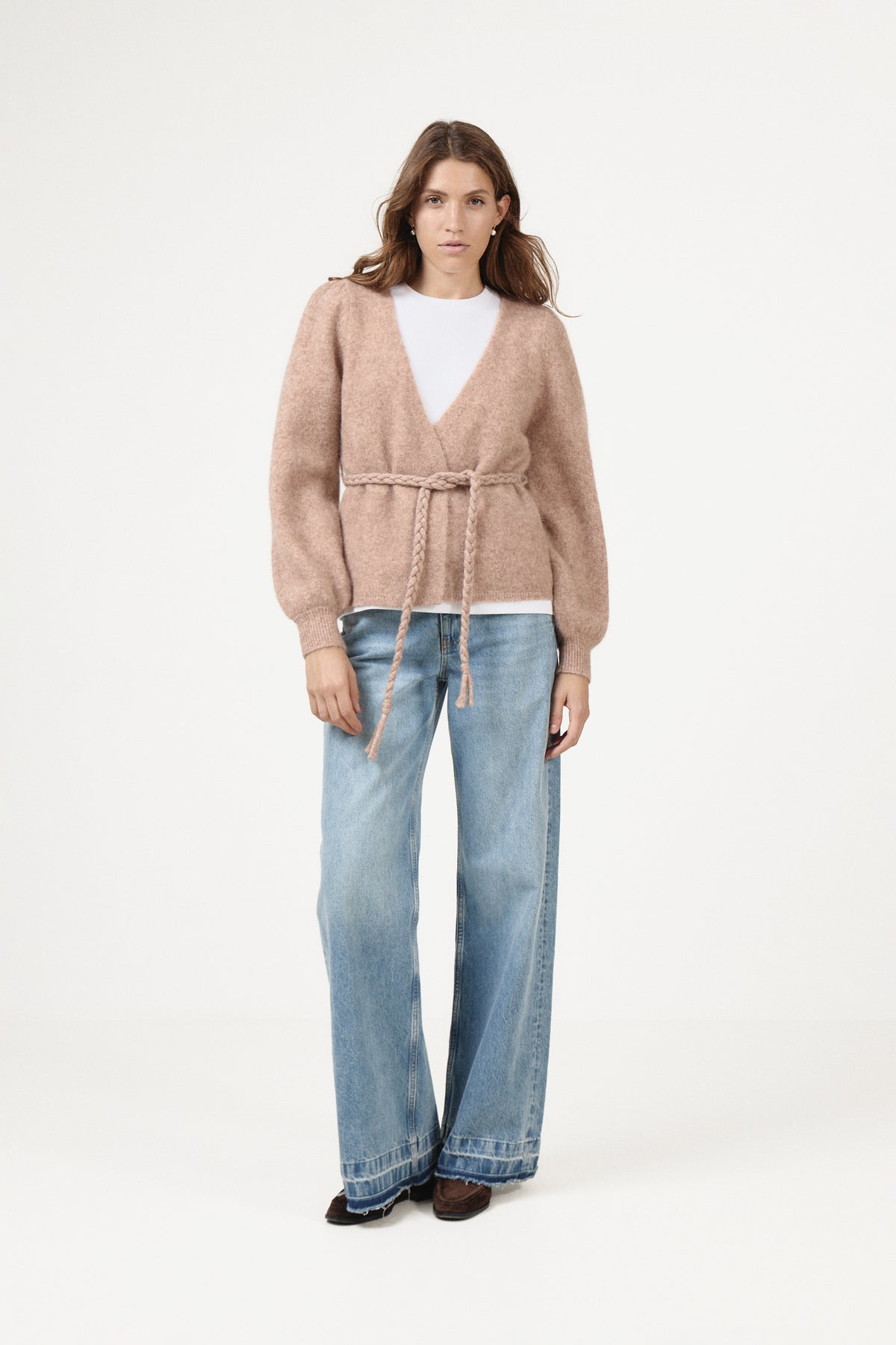 Marion Mohair Belt Cardigan - Sand Melange