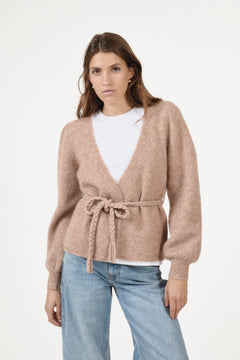 Marion Mohair Belt Cardigan - Sand Melange