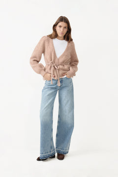 Marion Mohair Belt Cardigan - Sand Melange