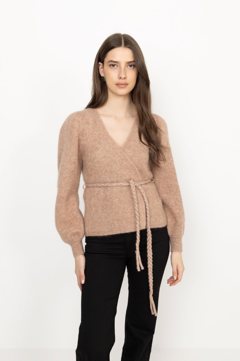 Marion Mohair Belt Cardigan - Sand Melange