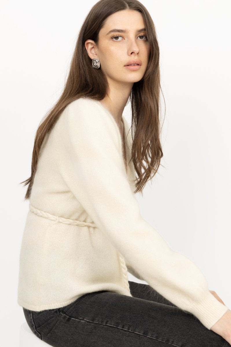 Marion Mohair Belt Cardigan - Off White
