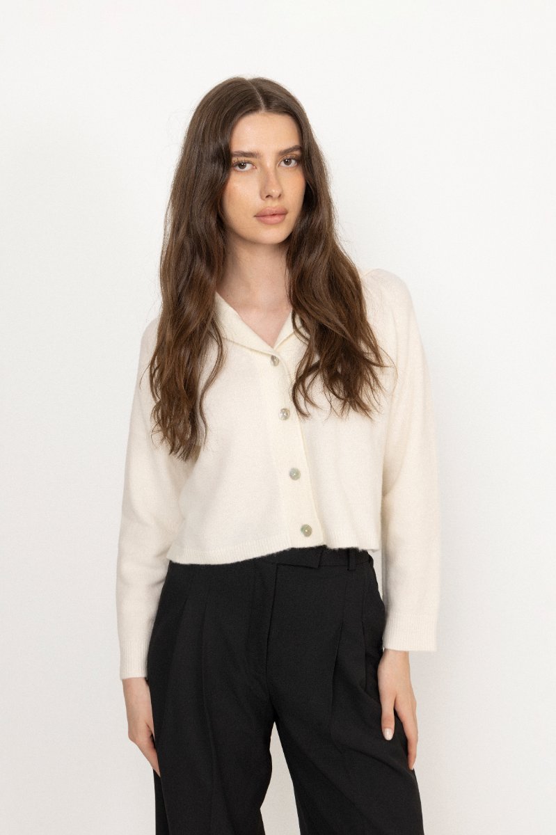 Selina Captain Wool Cardigan - Off White