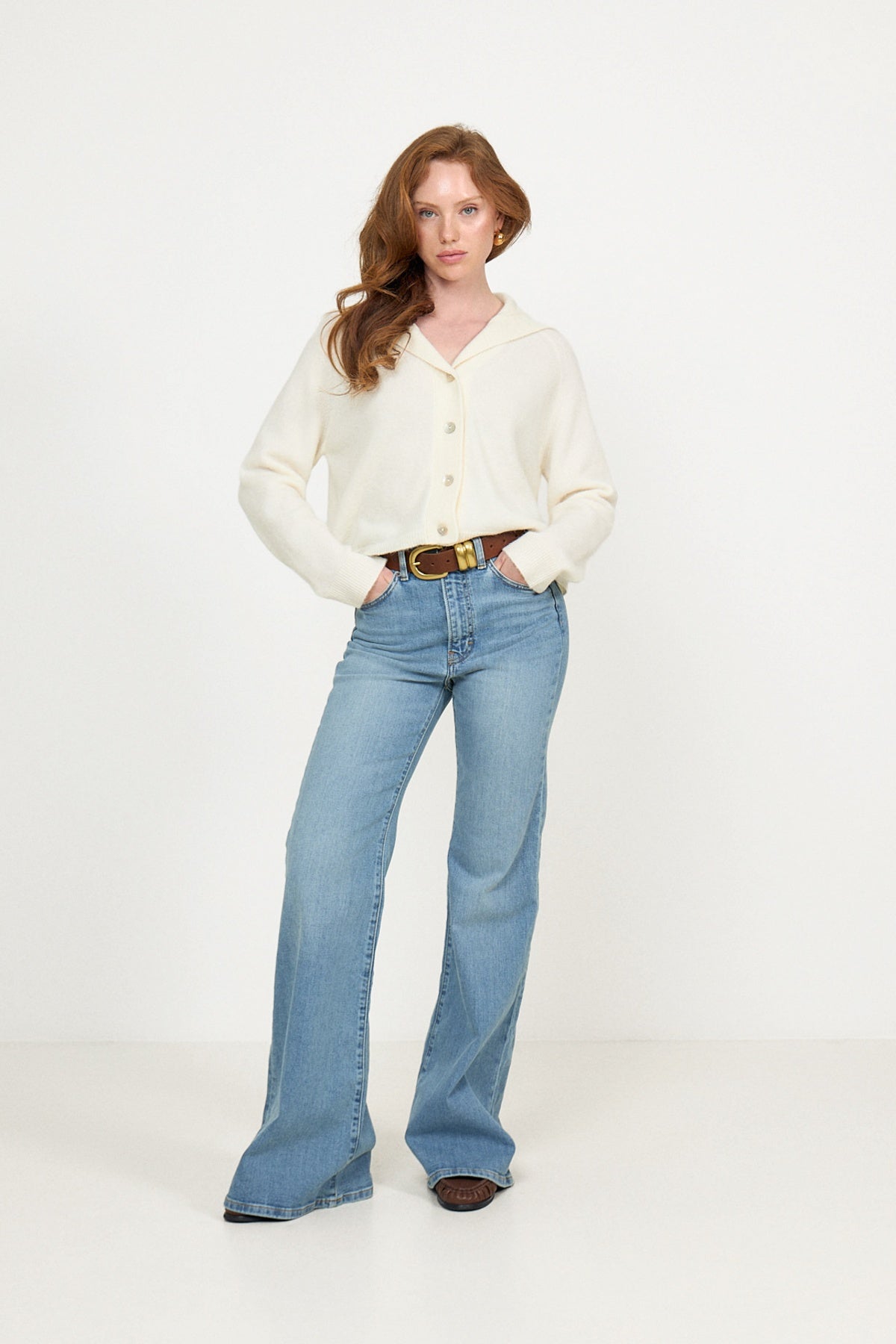Selina Captain Wool Cardigan - Off White