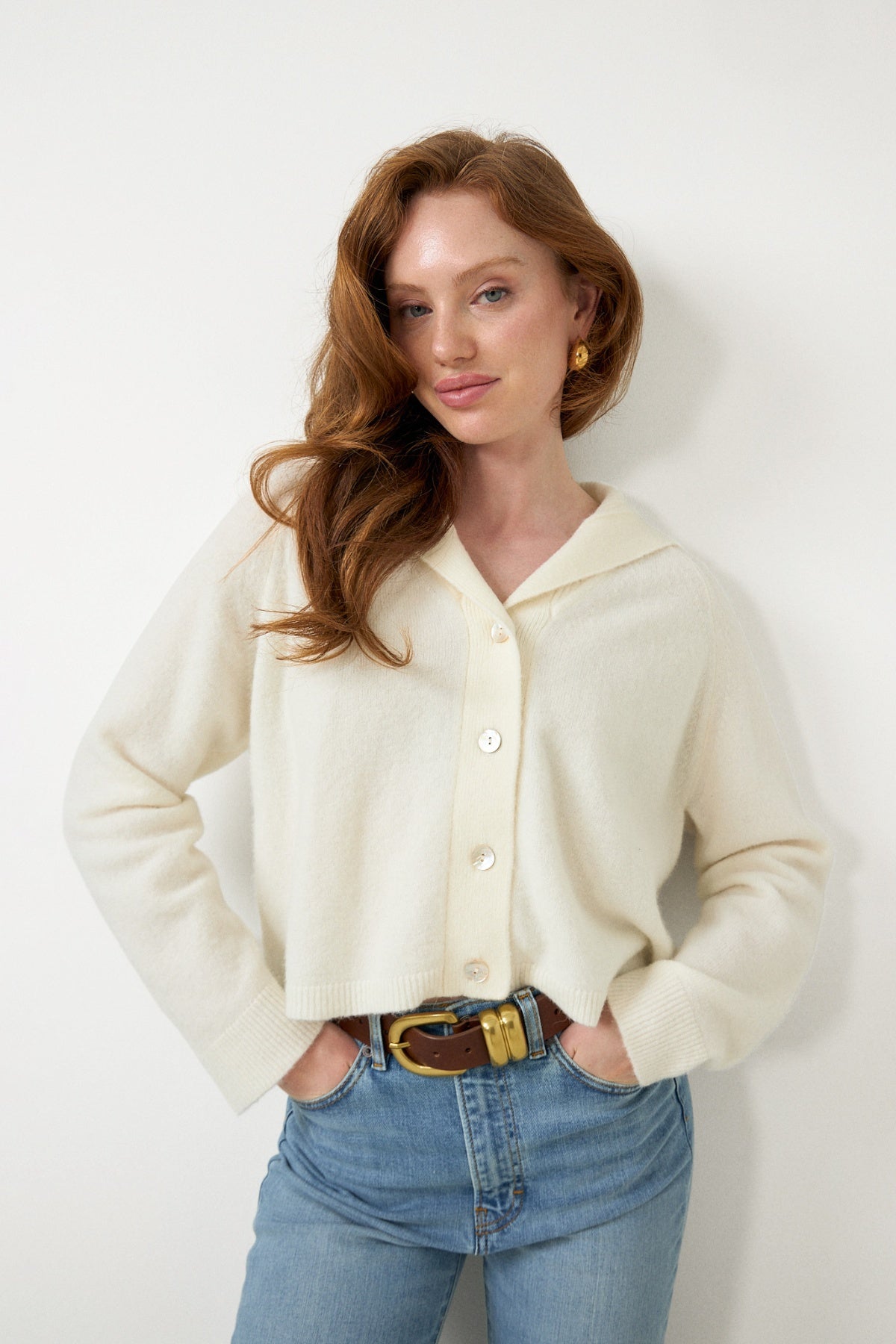 Selina Captain Wool Cardigan - Off White