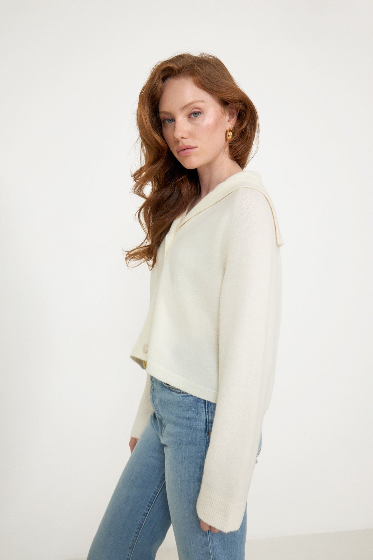 Selina Captain Wool Cardigan - Off White
