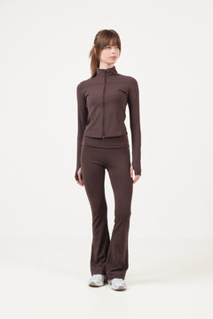 Nolana Zip Blouse - Chocolate Brown