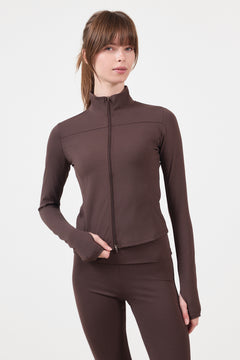 Nolana Zip Blouse - Chocolate Brown