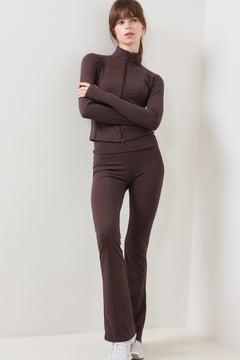 Nolana Zip Blouse - Chocolate Brown