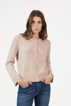 Clara Cashmere Knit Cardigan - Sand Melange