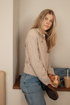 Clara Cashmere Knit Cardigan - Sand Melange