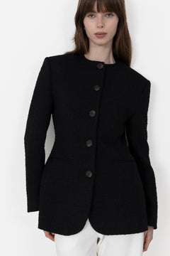 Carol Fitted Round Neck Blazer - Black