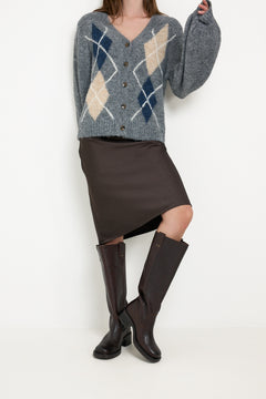 Biamary Knee High Pull On Boot Pull Up Leather - Brown