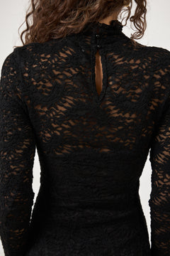 Olivia Bodycon Maxi Lace Dress - Black