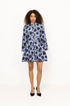 Cord Mini Dress - Blue Peony