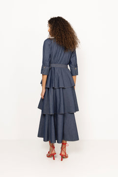 Denim Shirt Dress - Dark Blue