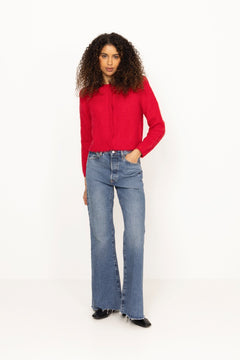 Hairy Knit Jacket - Red