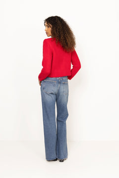 Hairy Knit Jacket - Red