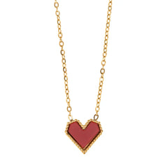 Sarah - Red Heart Necklace Stainless Steel - Gold
