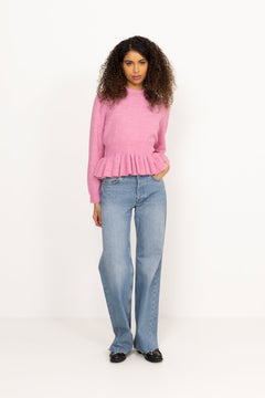Yasemily Ls Peplum Knit Pullover S. - Moonlite Mauve