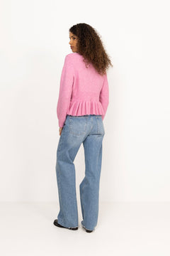 Yasemily Ls Peplum Knit Pullover S. - Moonlite Mauve