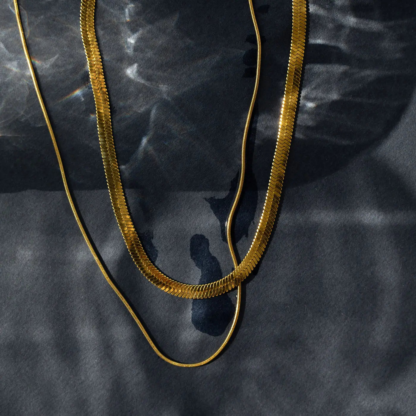 Ivy Double Snake Chain Necklace - Gold