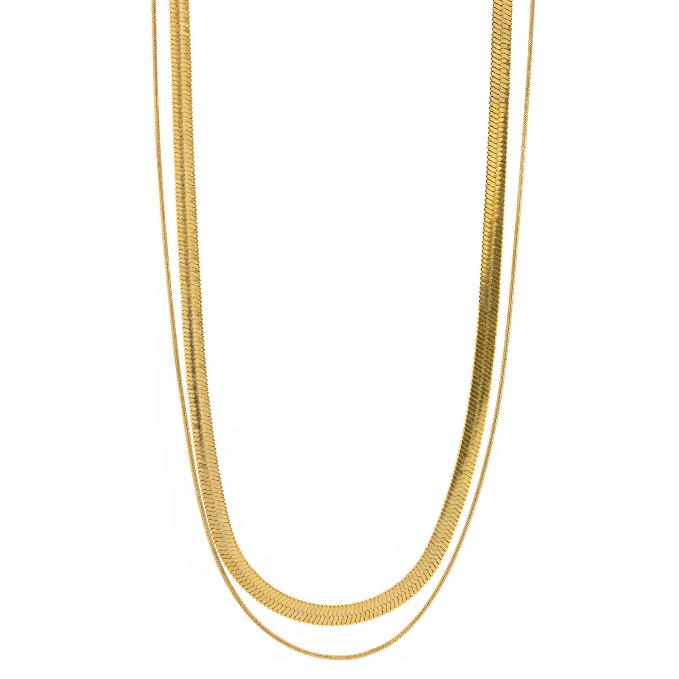 Ivy Double Snake Chain Necklace - Gold