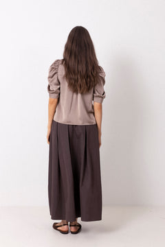Roella Heavy Sateen Blouse - Dark Taupe