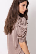 Roella Heavy Sateen Blouse - Dark Taupe