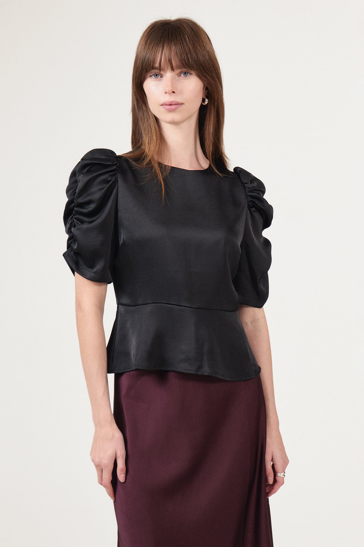 Benua Heavy Sateen Blouse - Black