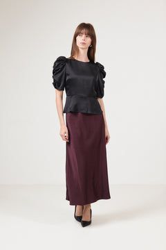 Benua Heavy Sateen Blouse - Black