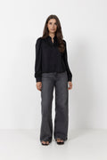 Rosslyn Heavy Sateen Blouse - Black