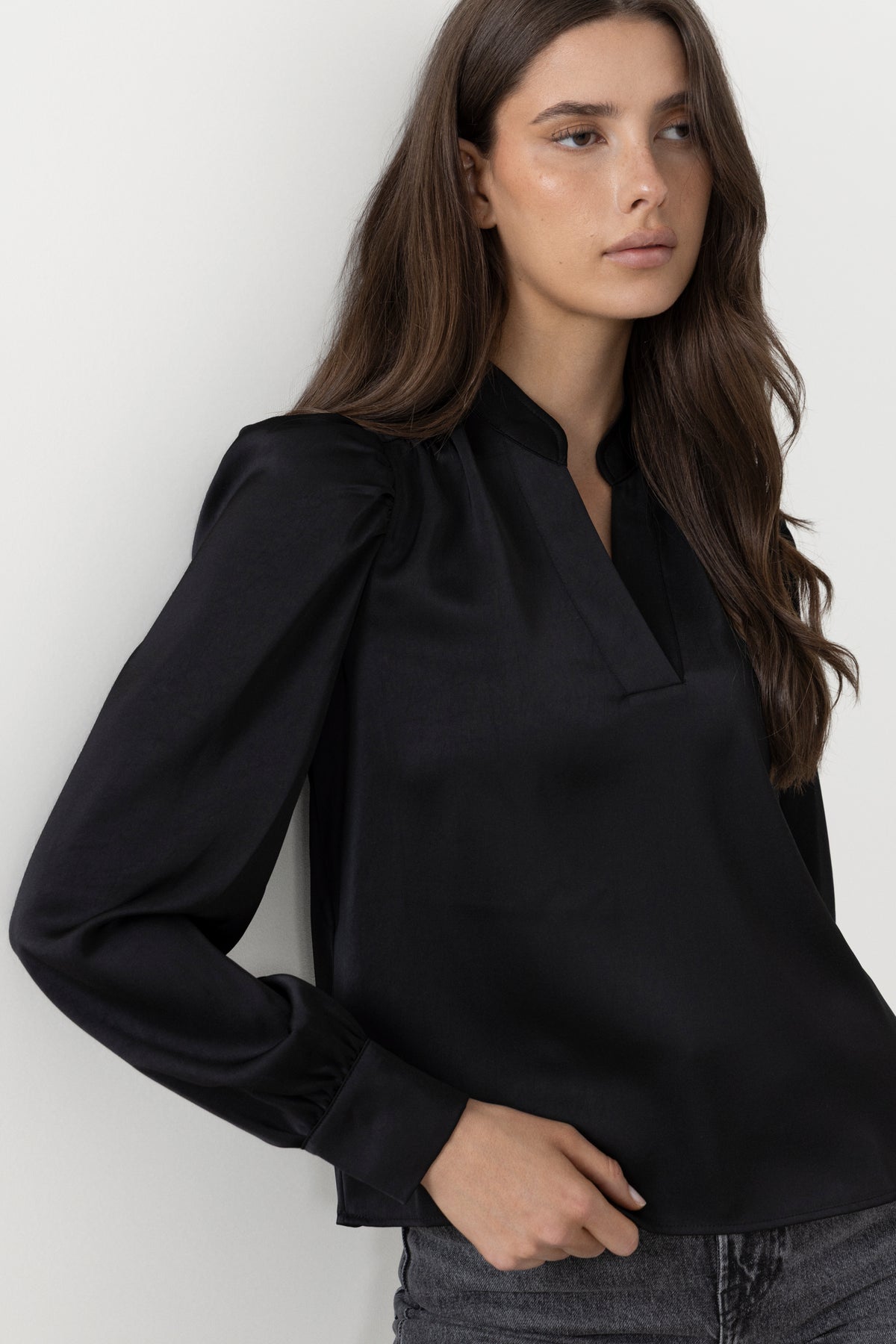 Rosslyn Heavy Sateen Blouse - Black