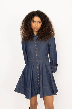 Denim Mini Dress - Dark Blue