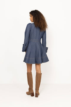 Denim Mini Dress - Dark Blue