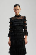 Carmine Long Sleeve Maxi Lace Dress - Black