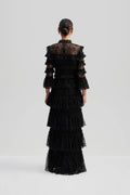 Carmine Long Sleeve Maxi Lace Dress - Black