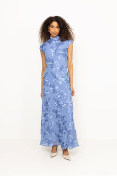 Mesh Capsleeve Maxi Dress - Hydrangea (Blue)