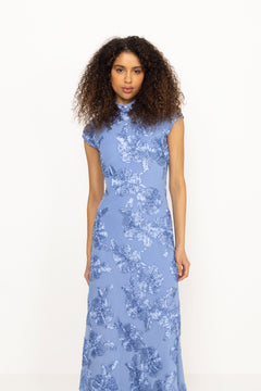 Mesh Capsleeve Maxi Dress - Hydrangea (Blue)