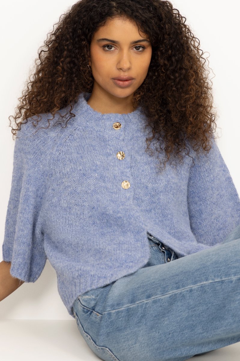 Benuta Fluffy Knit Cardigan - Dusty Blue